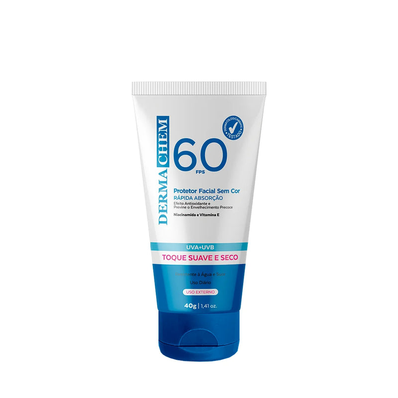 Protetor Solar Facial Sem Cor FPS 60 – Dermachem