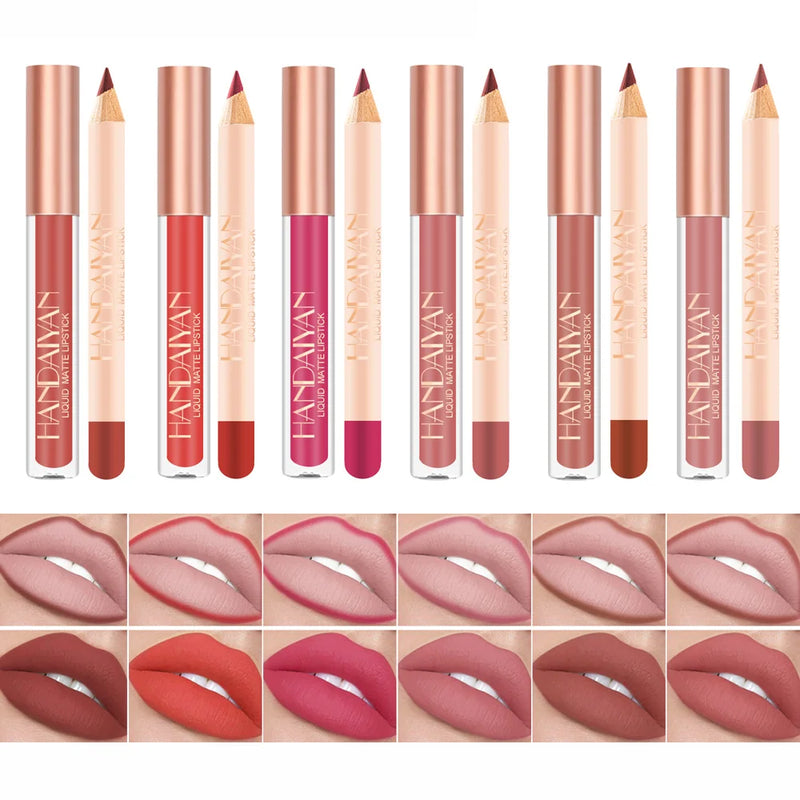 Conjunto de Batom Líquido Fosco Lipgloss