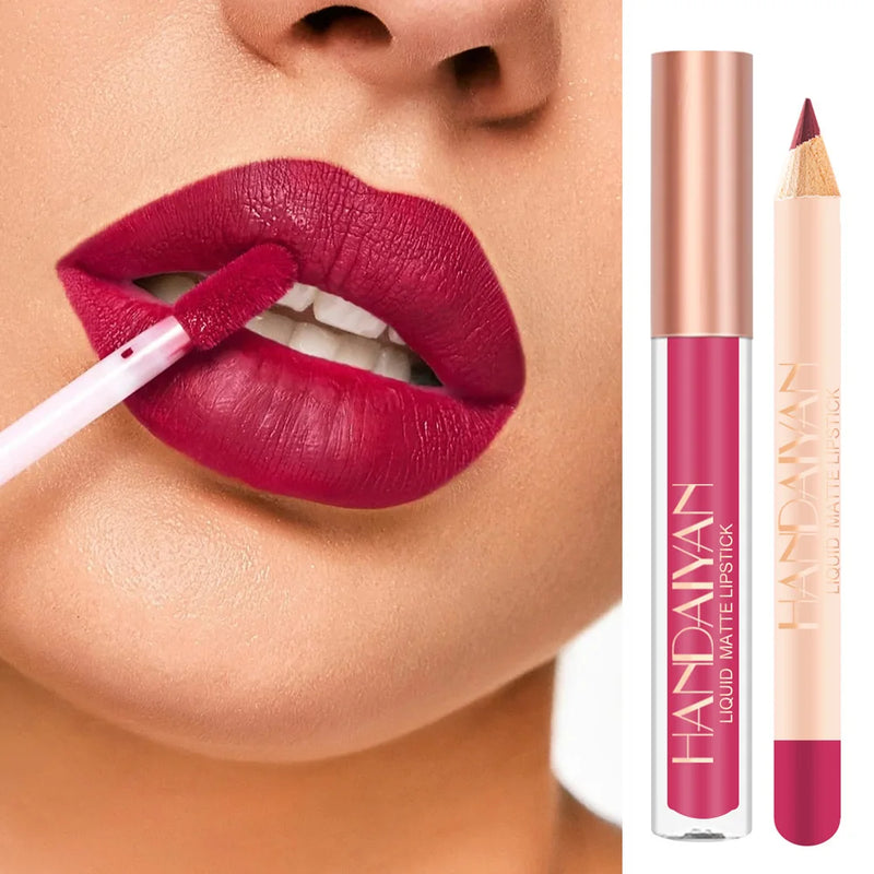 Conjunto de Batom Líquido Fosco Lipgloss