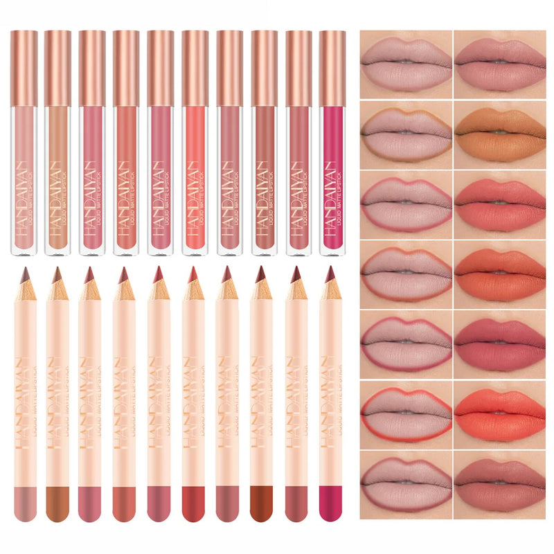 Conjunto de Batom Líquido Fosco Lipgloss