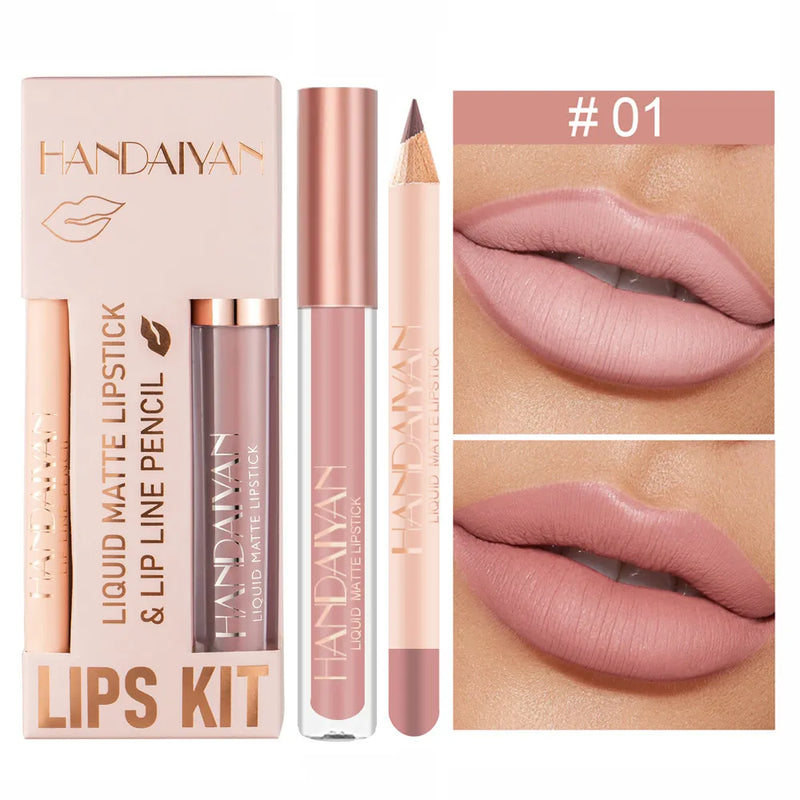 Conjunto de Batom Líquido Fosco Lipgloss